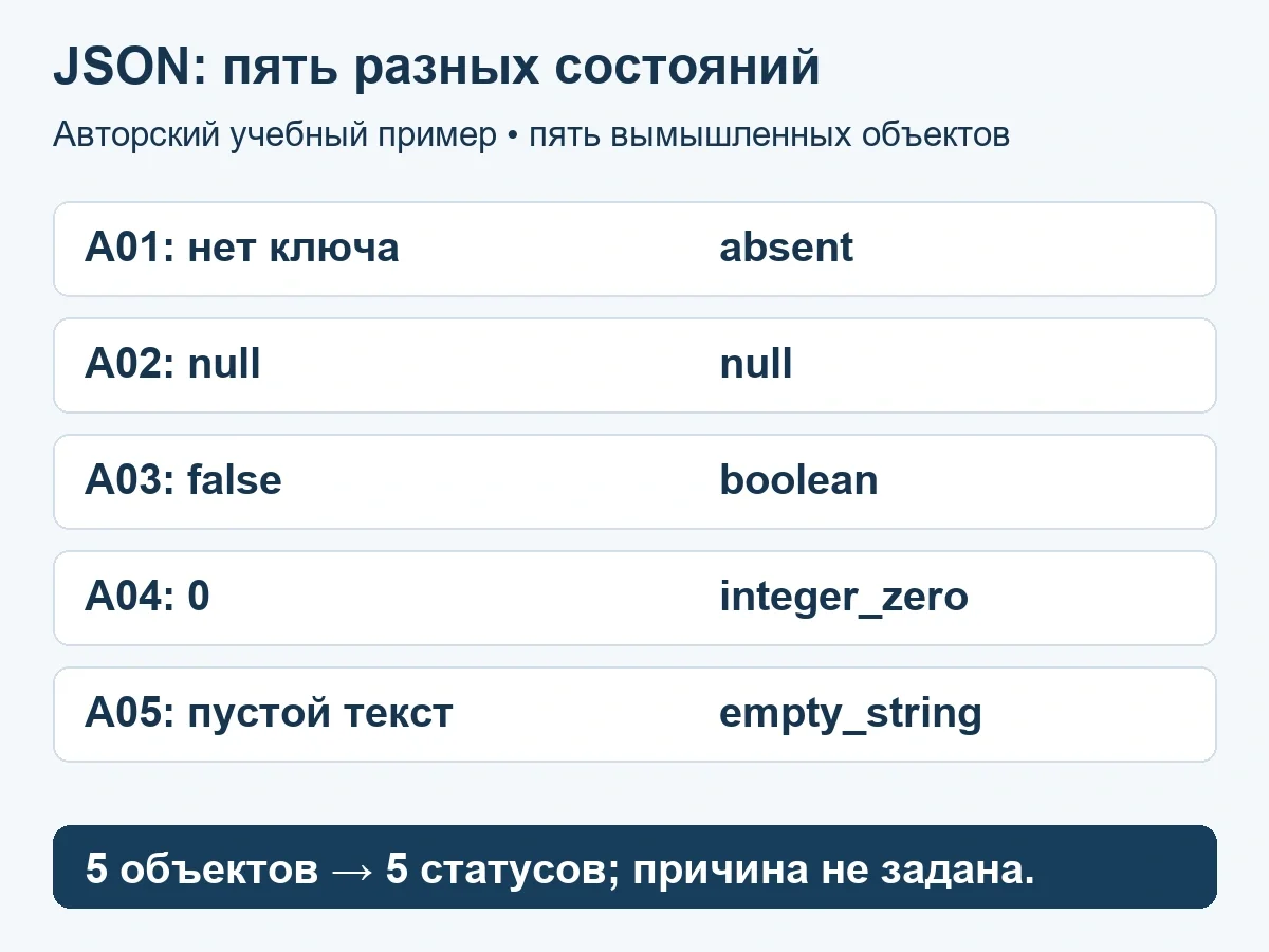 В JSON нет поля, null, false, 0 или пустая строка: как сохранить различия