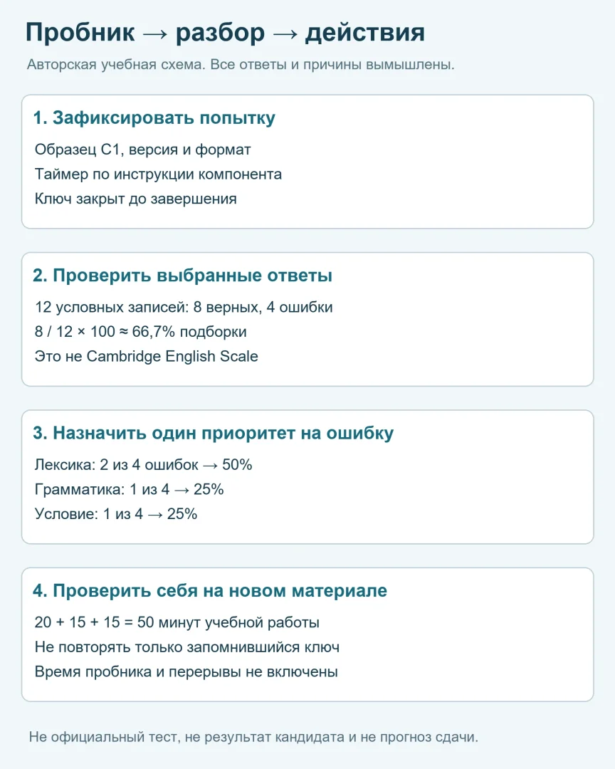 Пробный C1 Advanced: протокол попытки и разбор ошибок
