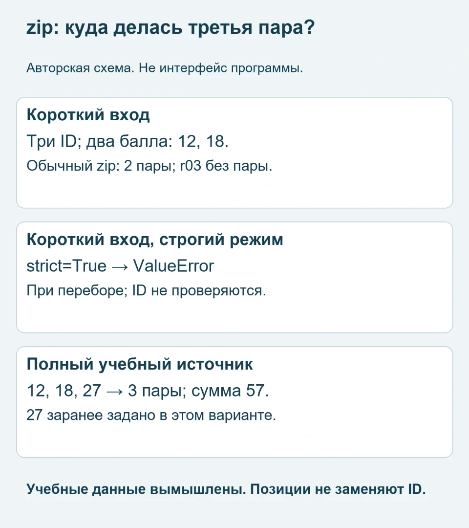 zip в Python: как заметить список, который оказался короче