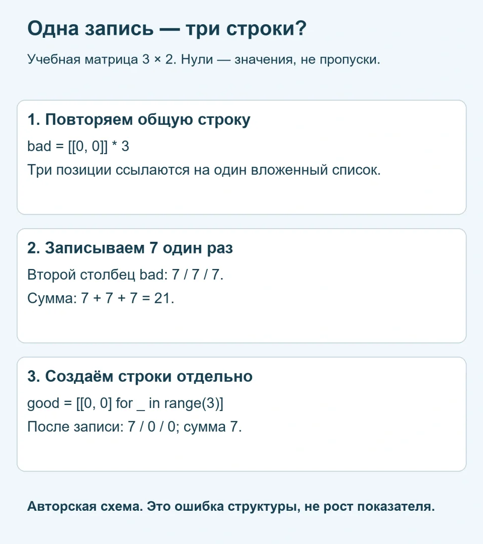 Вложенные списки Python: как избежать общей строки при повторении