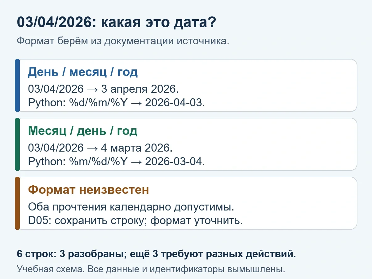 Как разобрать даты 03/04/2026 и не перепутать день с месяцем